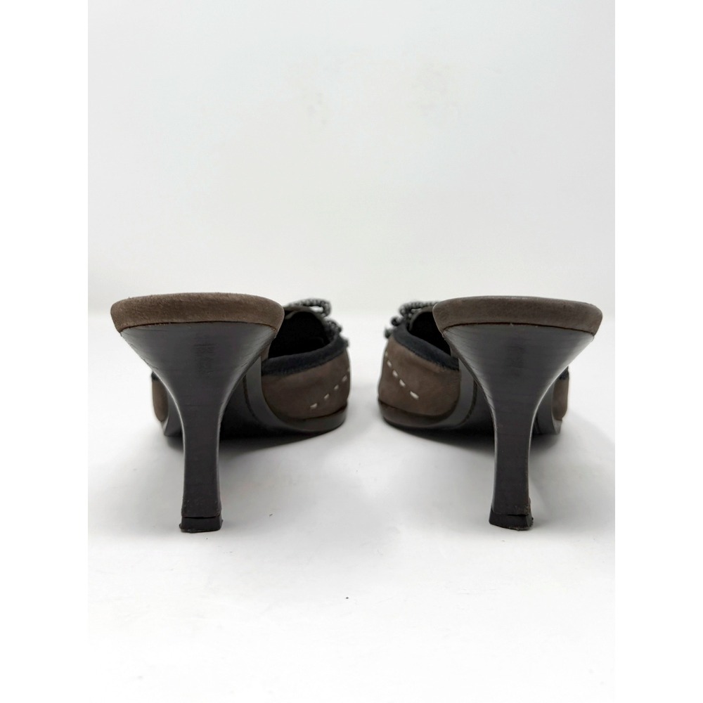Vintage Prada Y2K Brown Suede Pointed Toe Mules Kitten Heel 38 - Picture 5 of 9